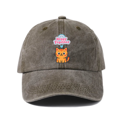 Happy Together Orange Cat Baseball Cap