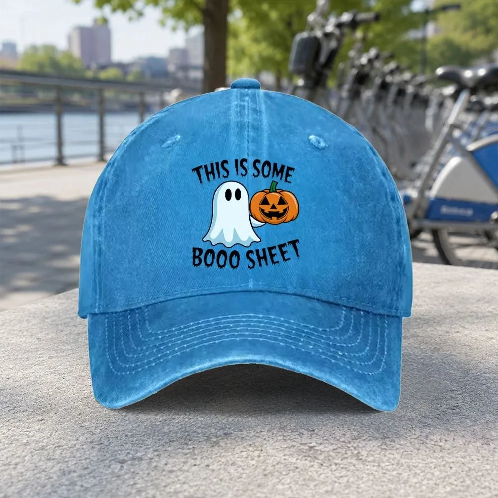 Unisex Halloween Ghost Pumpkin Washed Baseball Cap