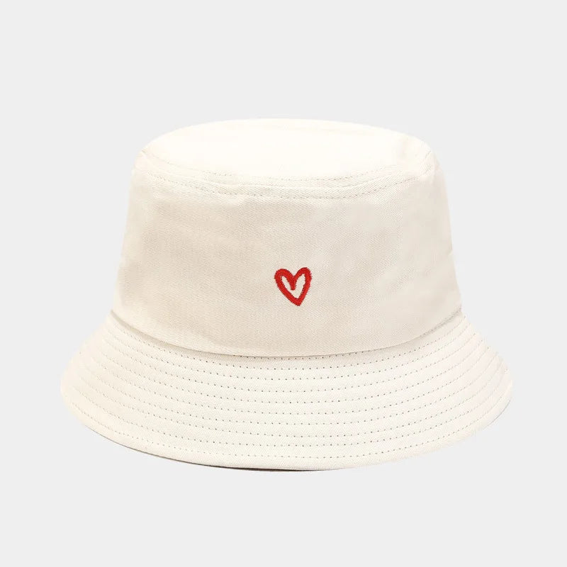 Love Embroidery Cotton Bucket Hat For Men And Women Beach