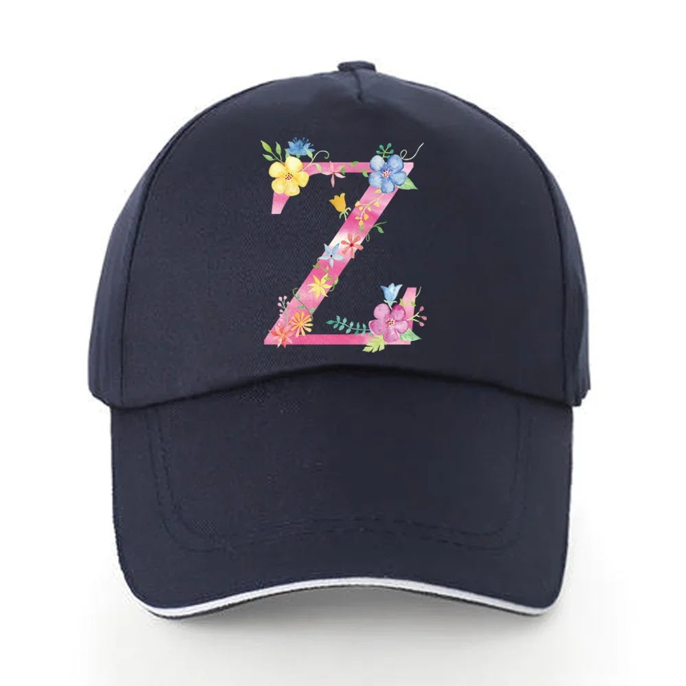 Men Baseball Cap Pure Cotton Adjustable Back Buckle Hat Pink Letter Print
