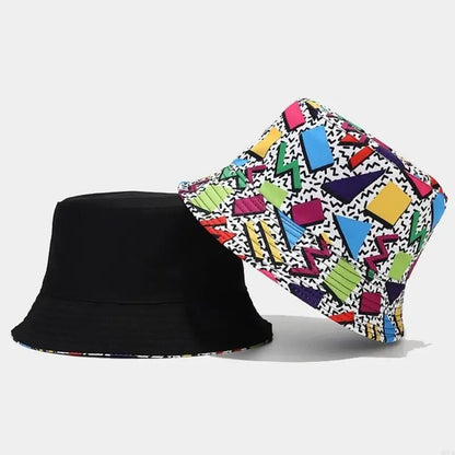 M6CD Fisherman Hat 80s 90s Bucket Hat Cloche Geometric Bucket Hat