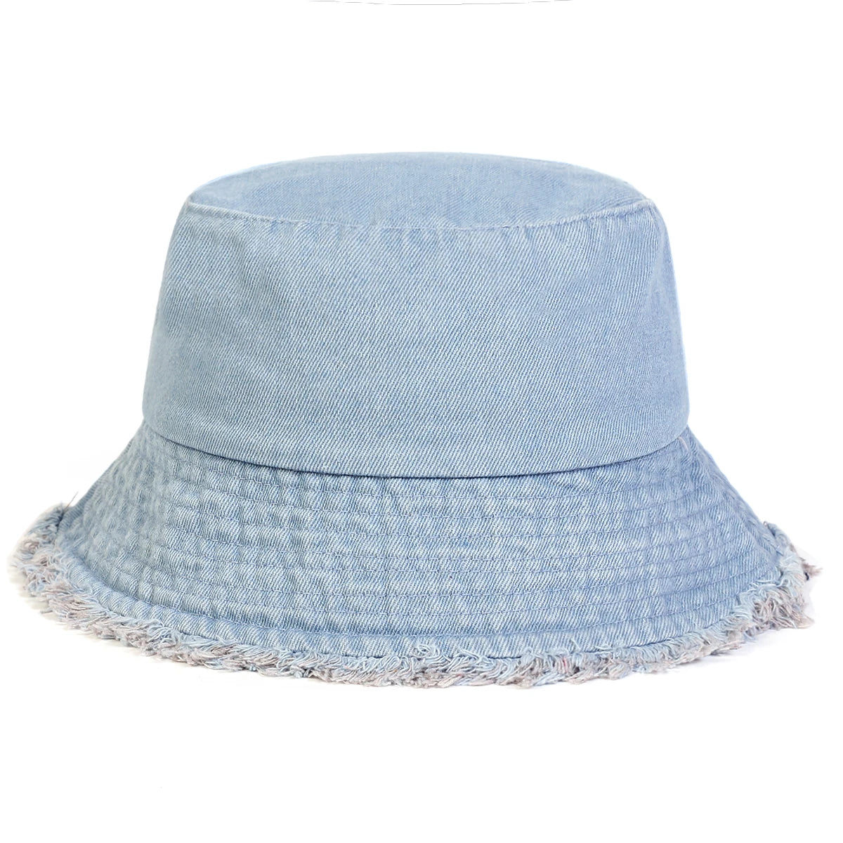 Unisex Light Board Edge Hole Denim Personality Bucket Hats Fishermen Caps