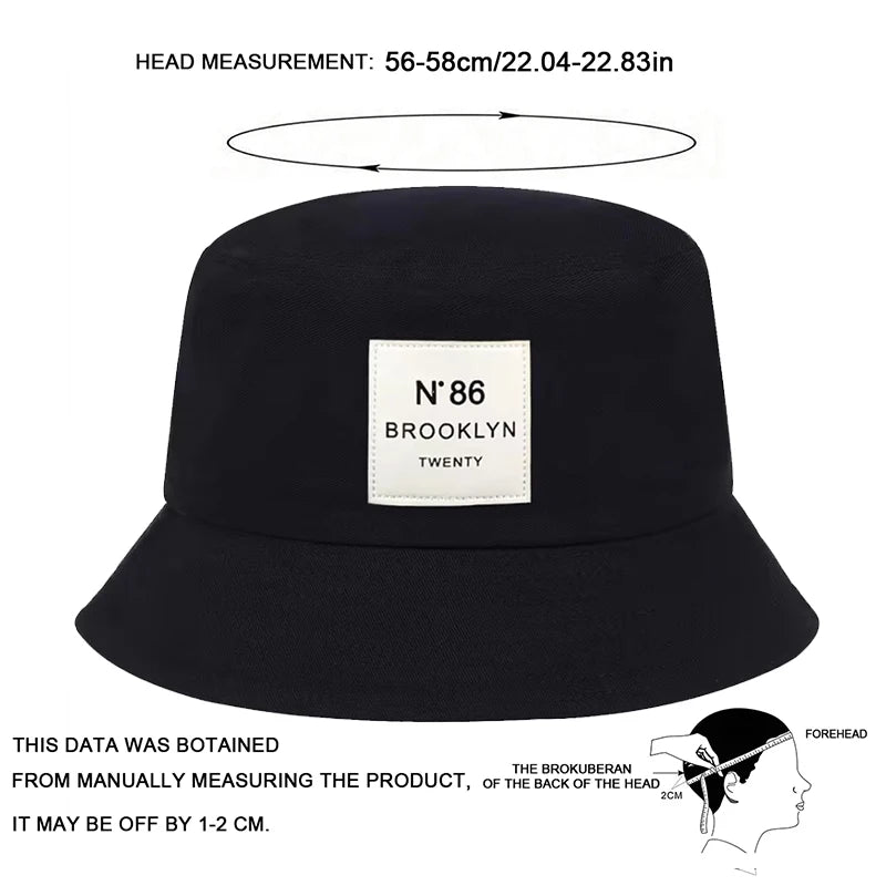 Unisex Panama Bucket Hat Brooklyn Leather Label Fisherman Hat For Men Women