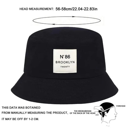 Unisex Panama Bucket Hat Brooklyn Leather Label Fisherman Hat For Men Women