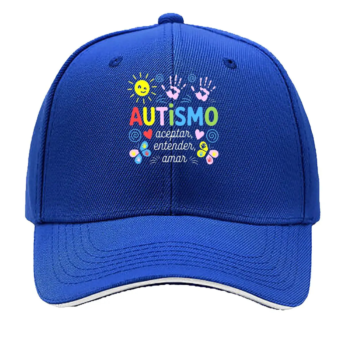 Autismo Colorful Handprints Sun Hearts Sandwich Baseball Cap