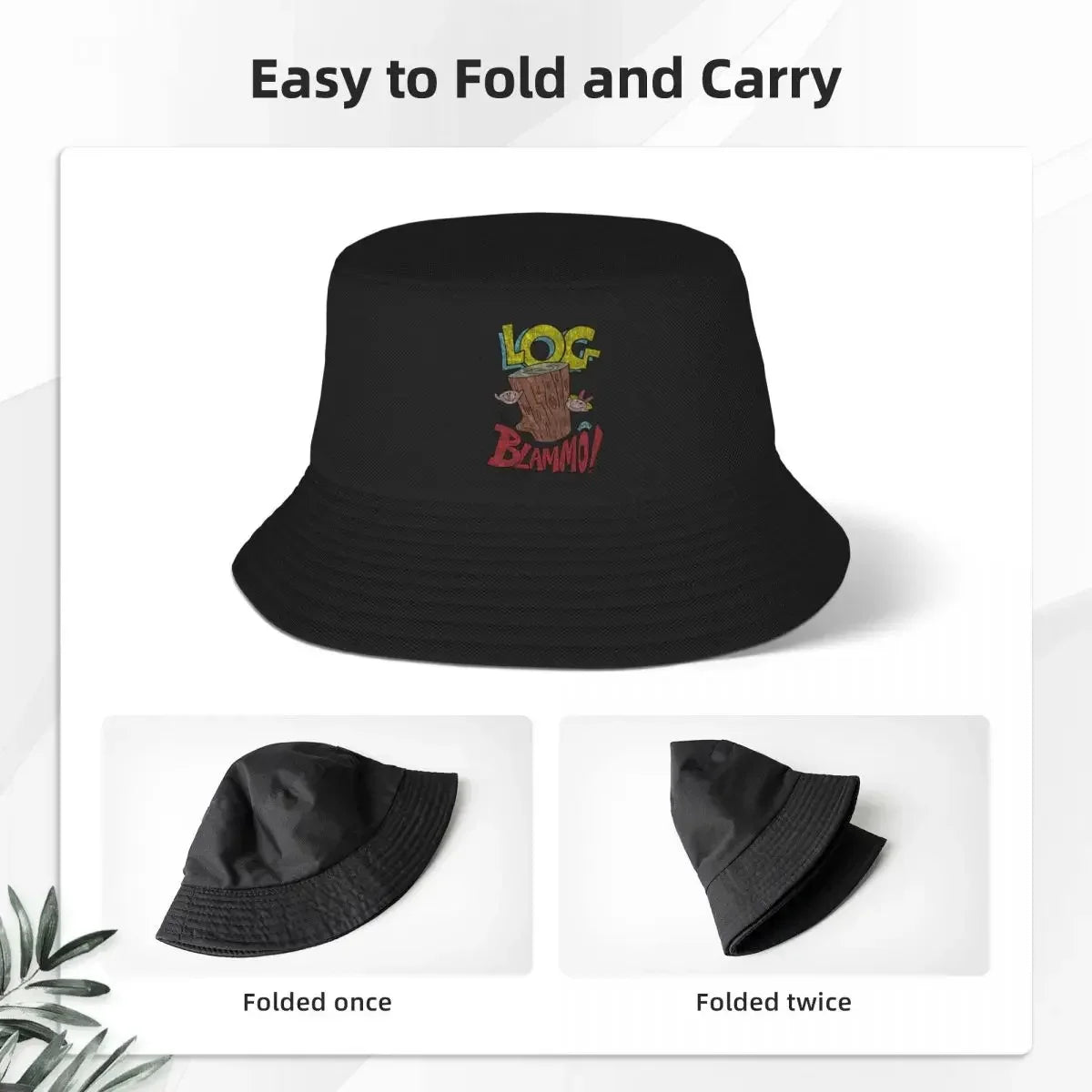 Log By Blammo Retro Distressed Look Fisherman Caps Bucket Hat