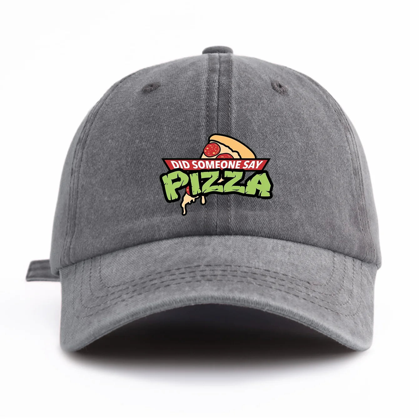 PIZZA Print Washed Baseball Cap For Adults