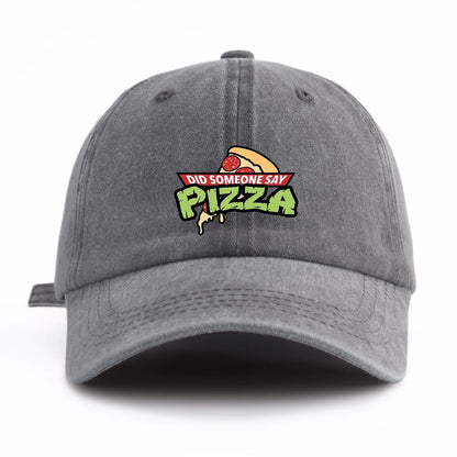 PIZZA Print Washed Baseball Cap For Adults