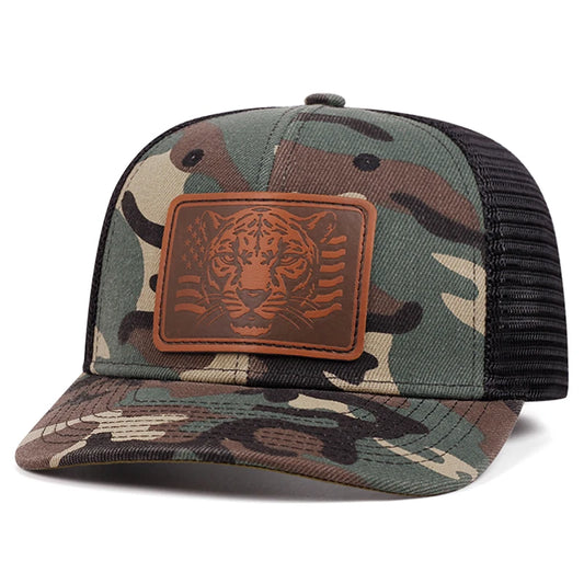 Mesh Hat Richardson Label Leopard Printed Snapbcak Caps