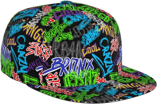 Funny Graffiti Adjustable Snapback Hat for Men Women Unisex Hip Hop Baseball Cap