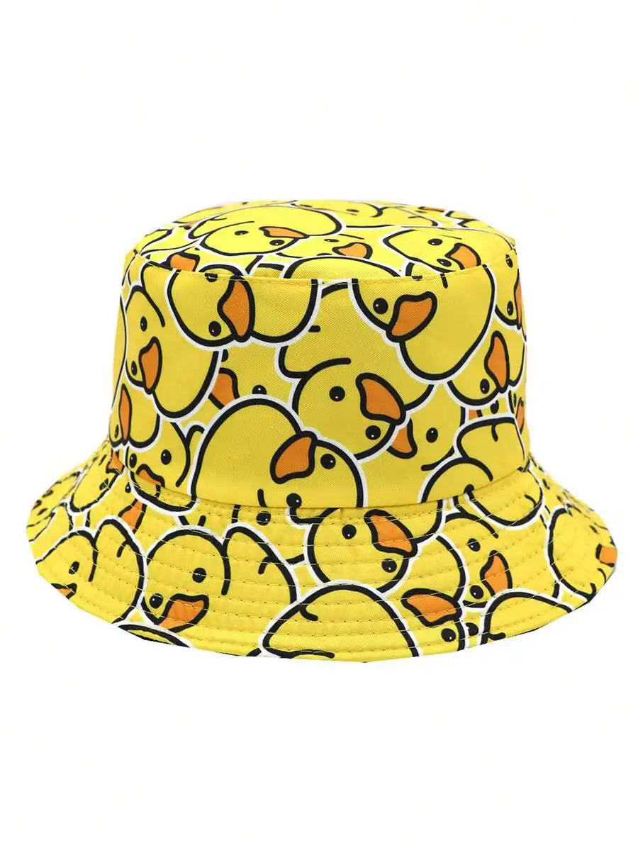 Casual Colorful Cartoon Duckling Print Bucket Hat
