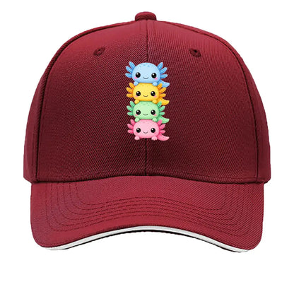 Cute Pastel Axolotl Friends Stack Sandwich Baseball Cap