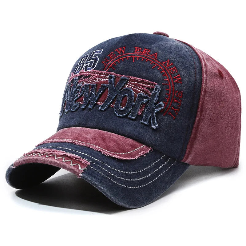 New York Embroidered Washed Distressed Baseball Cap