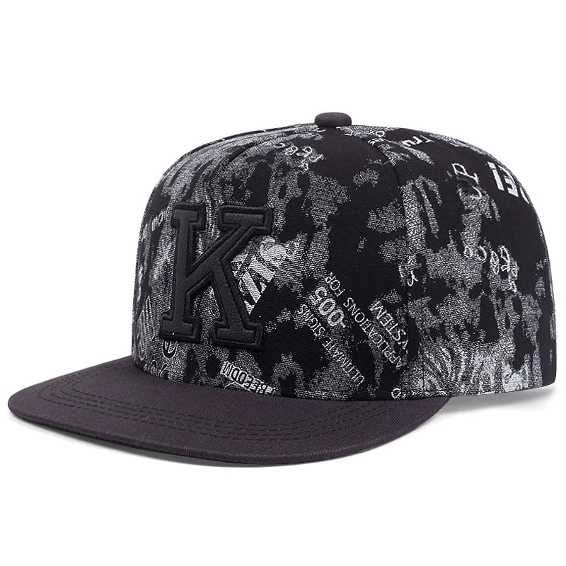 K Graffiti Embroidered Men Women Adjustable Hip Hop Snapback Cap For Unisex Adult