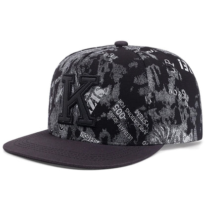 K Graffiti Embroidered Men Women Adjustable Hip Hop Snapback Cap For Unisex Adult