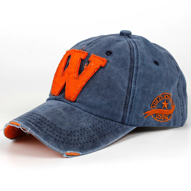 New Cotton Letter W Baseball Cap Retro Outdoor Sports Caps Women Bone Gorras Curved