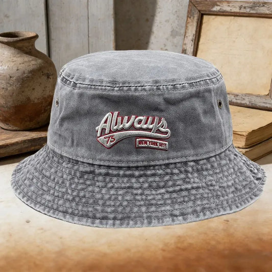 Unisex Casual Always 73 Embroidered Washed Bucket Hat