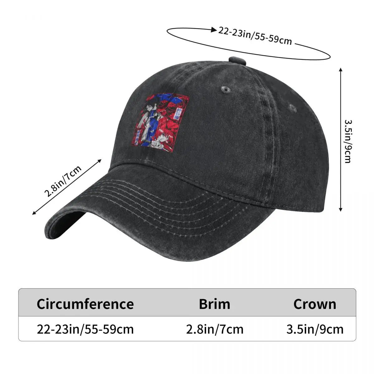 Samurai, Kenshin Himura, Cosplay Demin Cap Baseball Cap