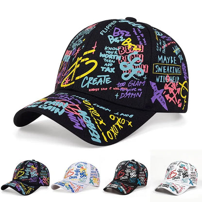 Unisex Letter Graffiti Printing Baseball Caps Spring Autumn Outdoor