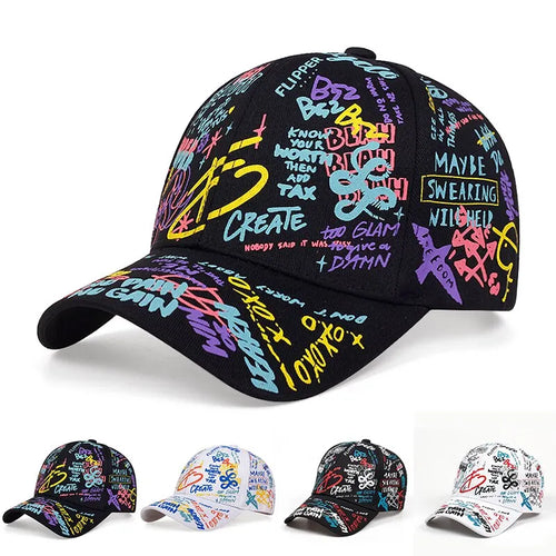 Unisex Letter Graffiti Printing Baseball Caps Spring Autumn Outdoor