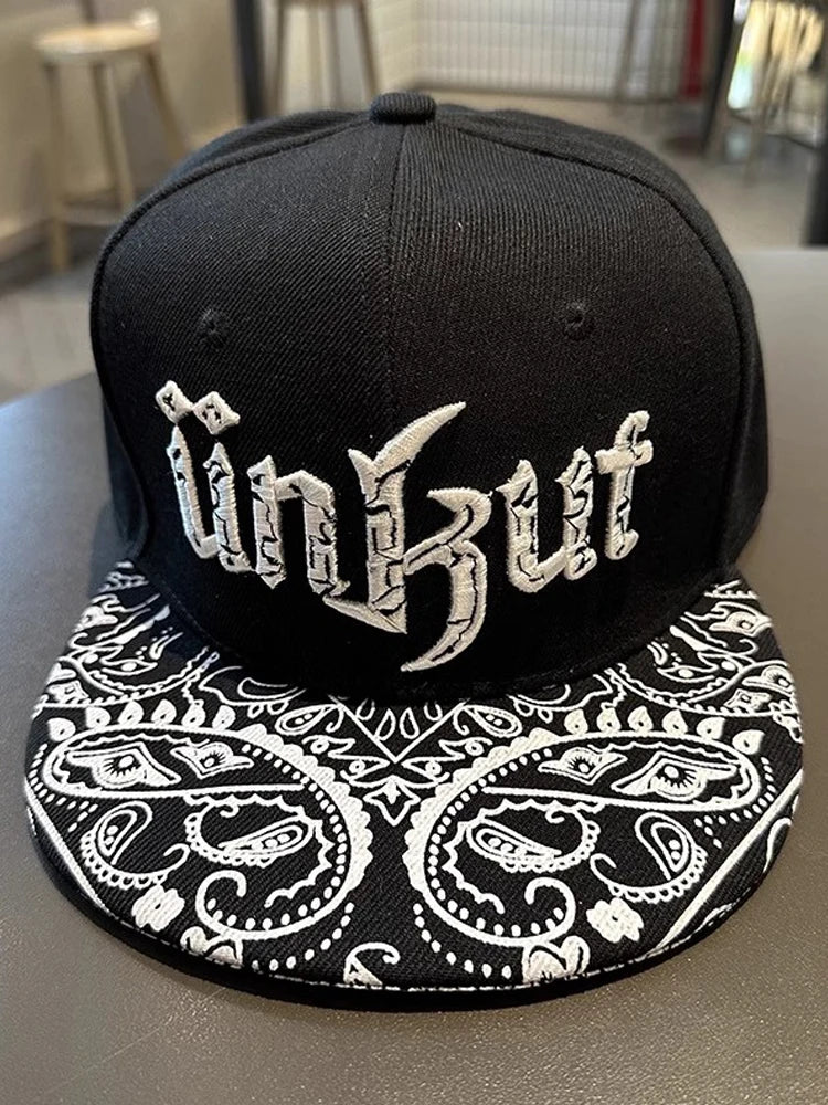 Flat Brim Snapback Cap Hard Top Unisex Streetwear Hip Hop Hat for Men Women