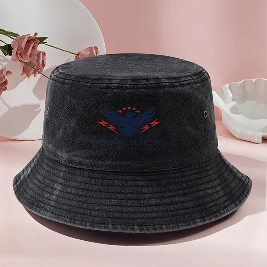 A Unisex Printed Bucket Hat Classic Washed Vintage Style