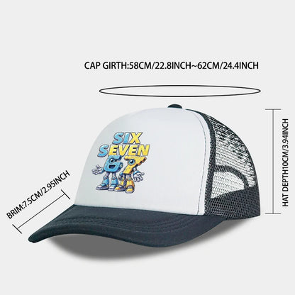 Cute 67 Robot Print Mesh Cap Baseball Cap