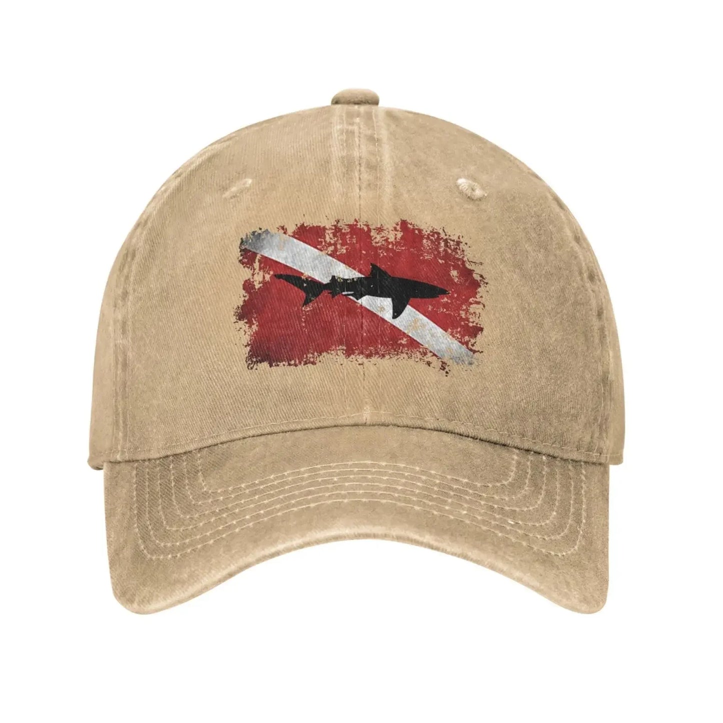 Vintage Shark Scuba Dive Flag Retro Sports Denim Cap Baseball Hat