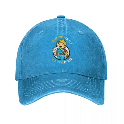 Bob The Builder Baseball Caps Classic Distressed Washed Can We Fix It Funny Repair Man Sun Cap Unisex