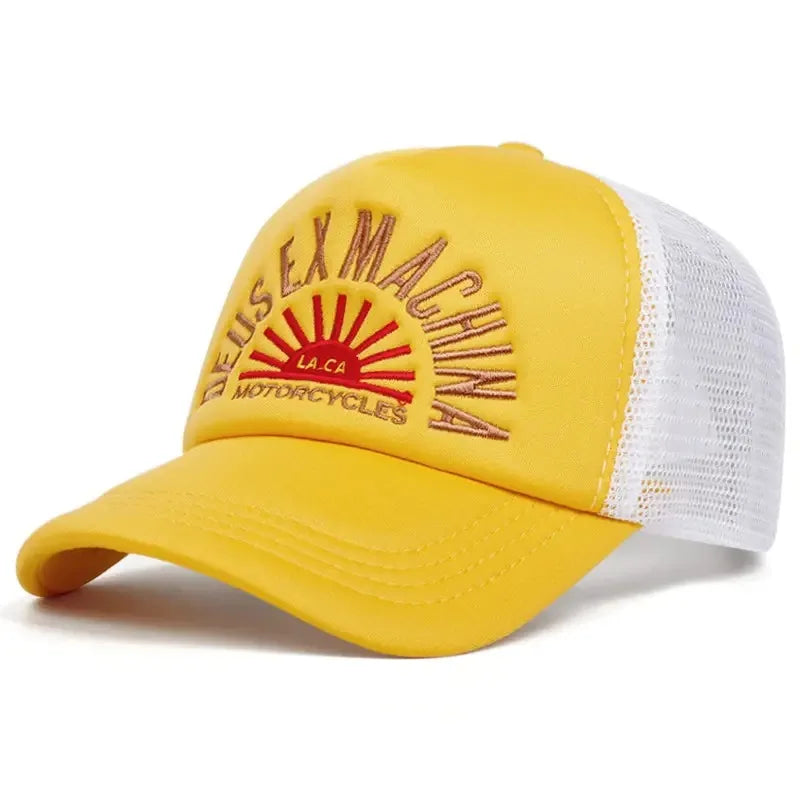 New Outdoor Unisex Embroidered Letters Baseball Hats Color Block Sunshade Mesh Breathable