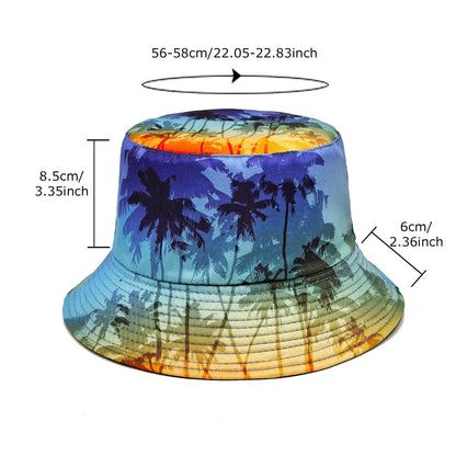 Tropical Style Coconut Tree Island Print Fisherman Hat Bucket Hat