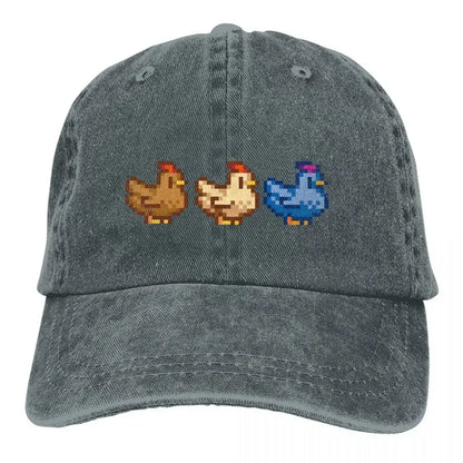 3 Chickens Baseball Cap Stardew Valley Game Abigail Sebastian Caps