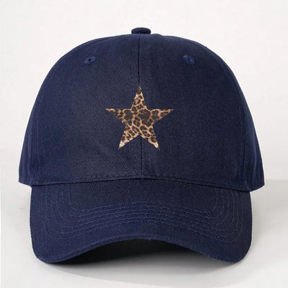 Leopard Print Star Soft Cotton Baseball Cap Unisex