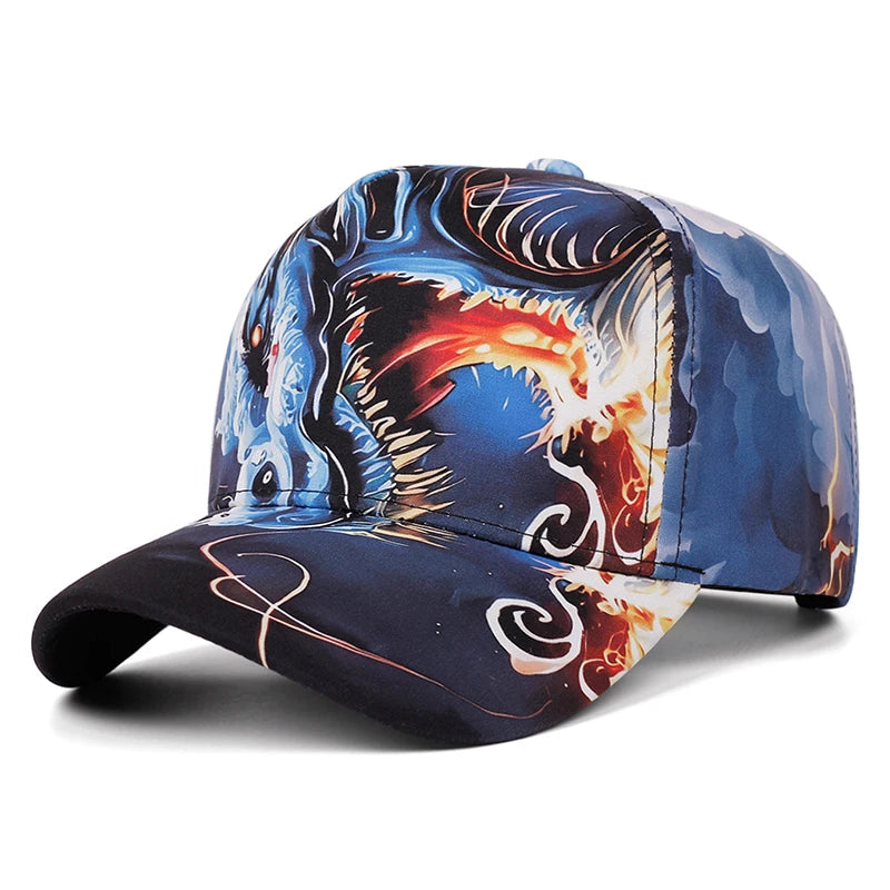 Skateboarding Hat Printed Dragon Tiger Baseball Hat