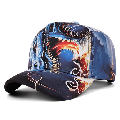 Skateboarding Hat Printed Dragon Tiger Baseball Hat