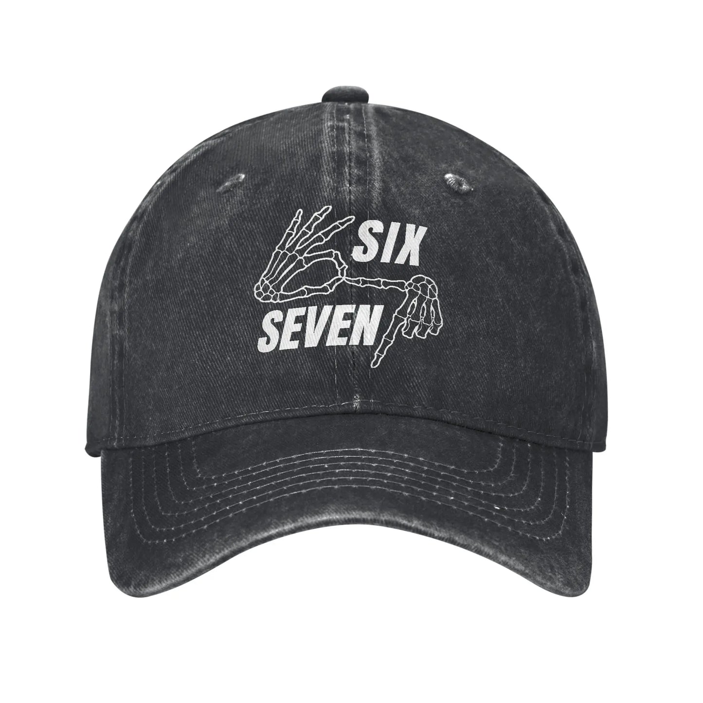 Unisex Six Seven 6 7 Meme Funny Skeleton Hands Printed Hats Baseball Cap