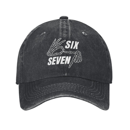 Unisex Six Seven 6 7 Meme Funny Skeleton Hands Printed Hats Baseball Cap