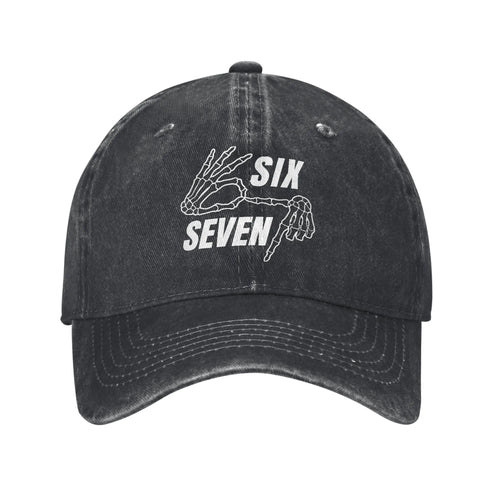 Unisex Six Seven 6 7 Meme Funny Skeleton Hands Printed Hats Baseball Cap