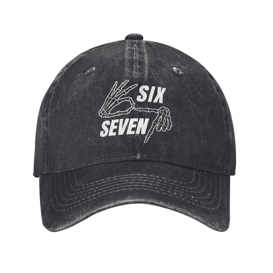 Unisex Six Seven 6 7 Meme Funny Skeleton Hands Printed Hats Baseball Cap