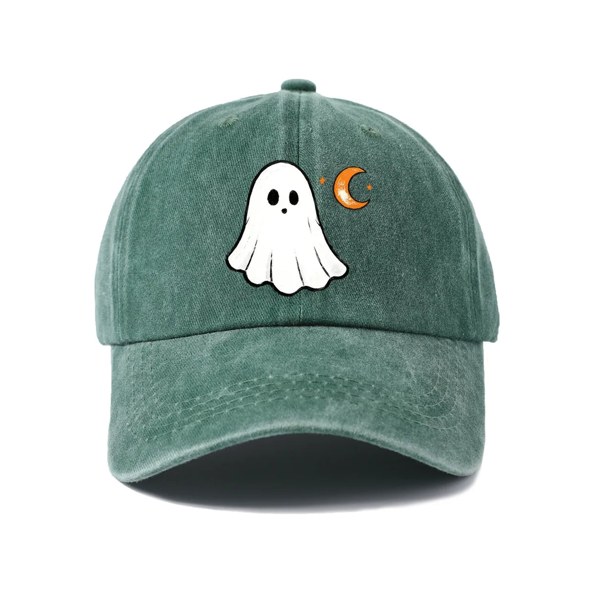 Ghost And Crescent Moon Graphic Baseball Cap