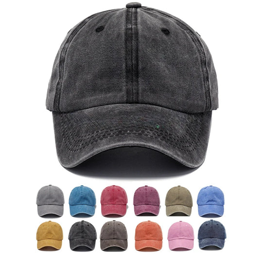Baseball Cap Washed Denim Vintage Hip Hop Caps