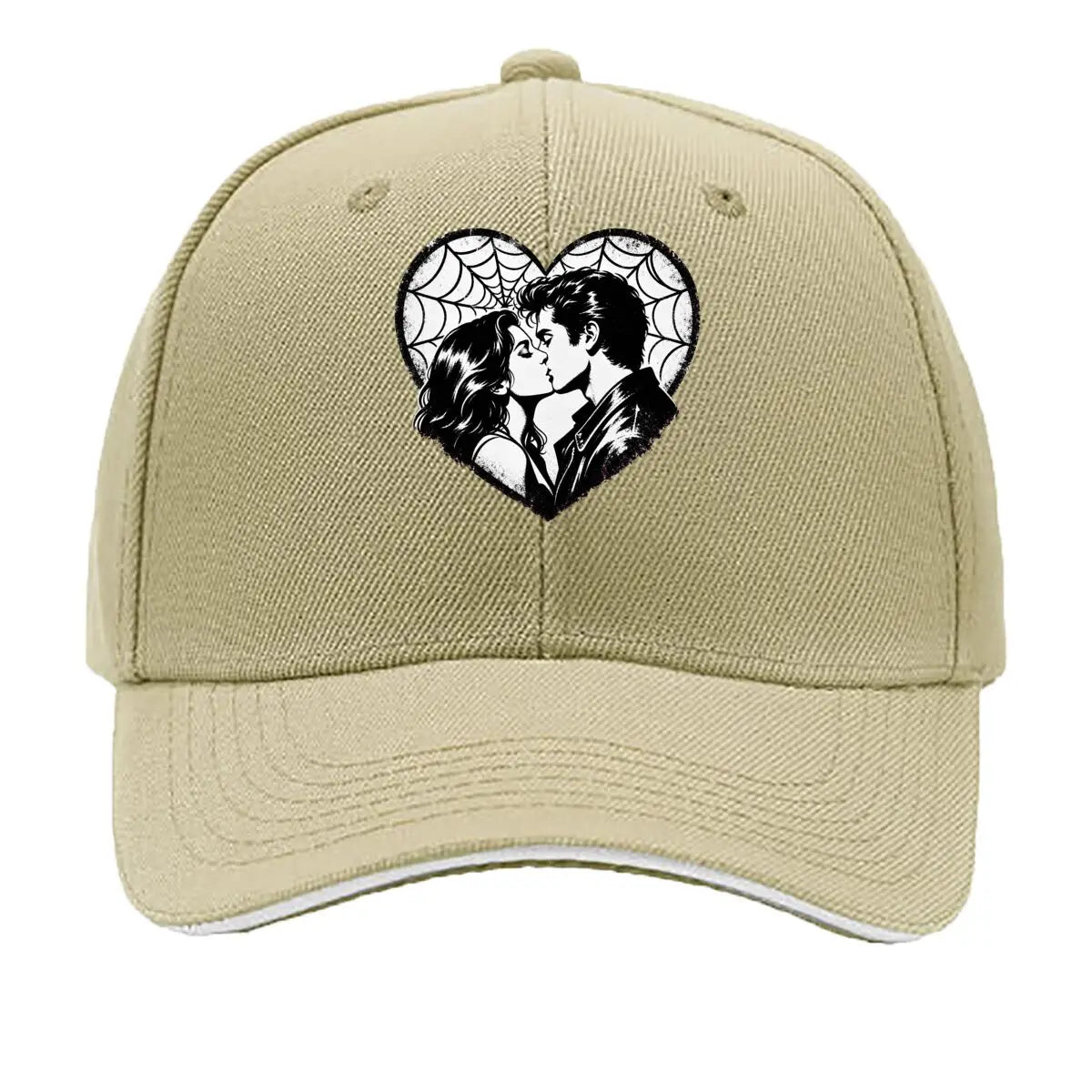 Monochrome Heart Kiss Spiderweb Port Hip Hop Hat Baseball Cap
