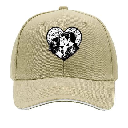 Monochrome Heart Kiss Spiderweb Port Hip Hop Hat Baseball Cap
