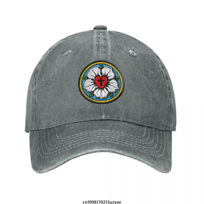 Heart Lutheran Rose Fashion Unisex Cotton Baseball Cap Outdoor