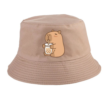 Summer Spring Ladies Cotton Korean Casual Outdoor Sunprotection Capybara Bucket Hat For Men Women