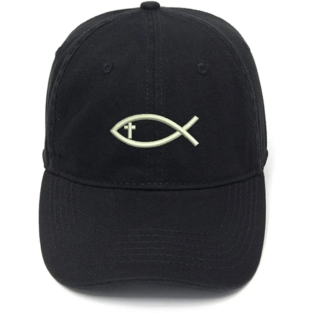 Men's Baseball Cap Jesus Christian Fish