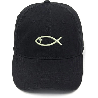 Men's Baseball Cap Jesus Christian Fish