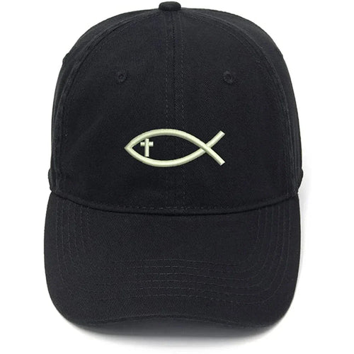 Men's Baseball Cap Jesus Christian Fish