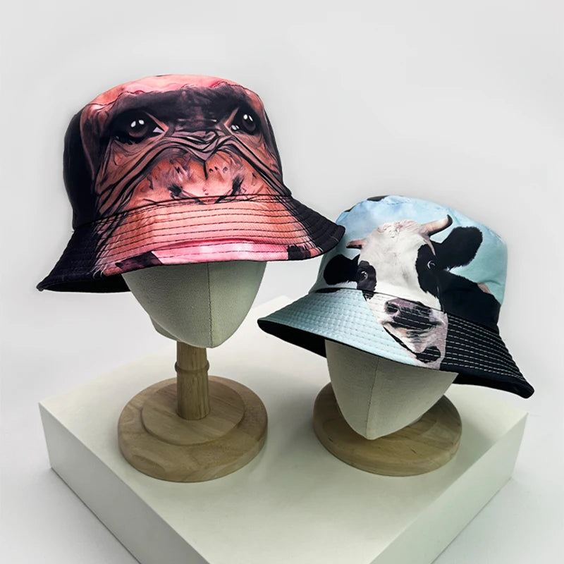 New Unisex Funny Animal Print Cute Bucket Hats