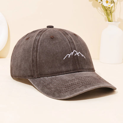 Fashionable Retro Washed Mountain Embroidered Duckbill Cap Baseball Cap For Sports